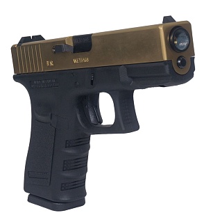 Пистолет WE Glock 19 Gen.3, металл слайд, золото (we-g003a-tg)